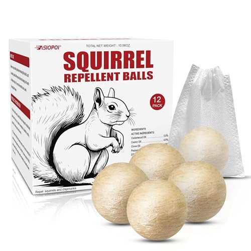 Squirrel Repellent Outdoor, Chipmunks Repellent for Outdoor & Indoor Use, Keep Squirrels Out of Gardens, Bird Feeders & Attics, Safe for People, Pets & Plants – 12 Packs
