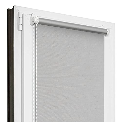 Estika Store occultant Thermique sans percage - Linge Gris - 50 x 120 cm - Store Enrouleur sans percage, Stores intérieurs pour Porte ou Fenetre, Protection...