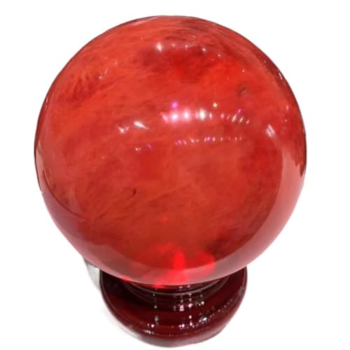 Stone Red Smelting Stone Saving Quartz Crystal Ball Home Office Decoration(55-60mm)
