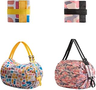 YYDSM Reusable Shopping Bags Foldable, Large Capacity Portable Shopping Bag, Multipurpose Sports Travel Shoulder Bag, Picnic camping storage bag (2PCS-A)