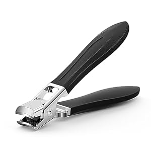 FERYES Nail Clippers for Thick Nails with Catcher, Soft Grip Rubber Handle Fingernail Clippers for Effortless Nail Care, Precision & Powerful Thick Nail Cutter for Senior, Men and Women