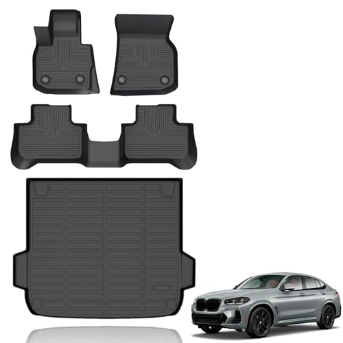 VOUKIY All Weather Car Floor Mats & Cargo Liner Set Fit for X4 2019 2020 2021 2022 2023 2024 2025 Floor Liners Trunk Liner X4 Cargo Mat Accessories Black