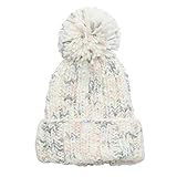 Coal Opal Space-Dye Chunky Knit Oversize Pom Beanie, White