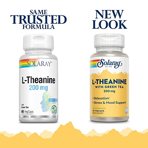 Solaray-L-Theanine-45-VegCaps-200-mg-100-mg-Green-Tea-Leaf