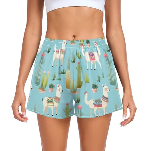UMIRIKO Women Athletic Shorts Cute Alpaca Cactus Running Shorts for Women 2XL 202b3136