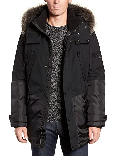 Image of Andrew Marc Men's Maxfield Mid Length Down Jacket With Removable Hood