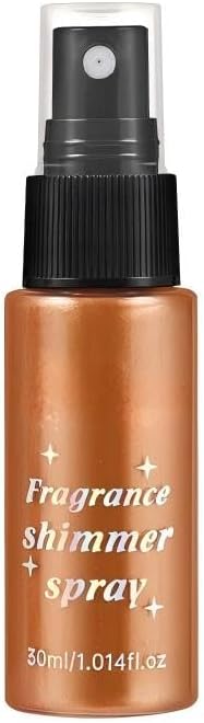 Body Glitter Spray, Shimmer Highlighter Powder Spray Waterproof Brightening Sparkling Mist for Face Hair Body Party Wedding Festival Makeup, 5 Colors Available,30ml (03#Copper)