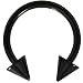 14G(1.6mm) Black Titanium IP Steel Circular Barbells Horseshoe Rings w/Spike Ends (Sold in Pairs)
