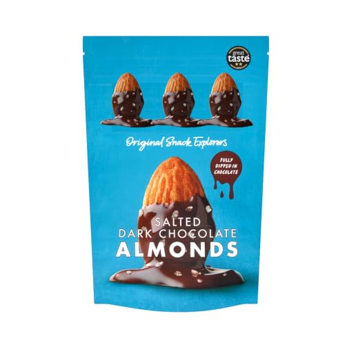 Salted Dark Chocolate Almonds Dates Bag 120g - Pack of 2 - Rich Sweet-Salty Experience!