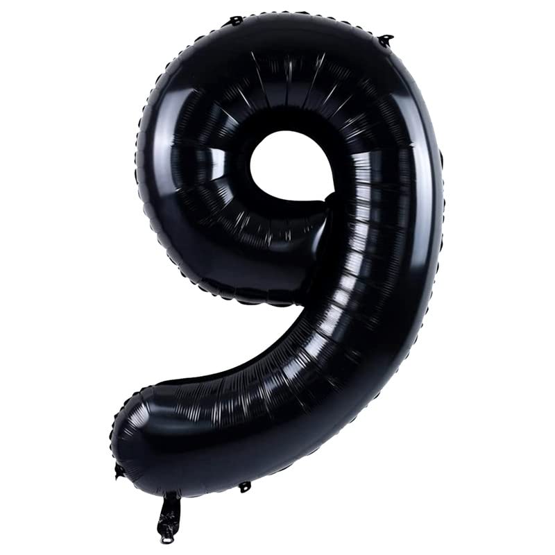Image of Black 32 Inches 9 Numbers Shape Large Big Foil Helium Balloons For Party Decorations In Happy Birthday Anniversary Office Items Materials Set Pack, Pack Of 1