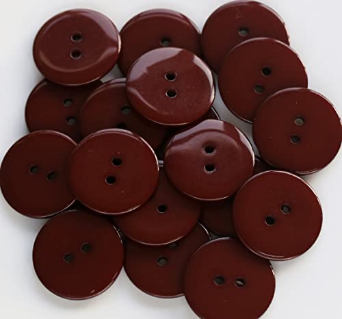 GANSSIA 1 Inch (25mm) Brown Color Buttons Two Holes Round Resin Buttons for Sewing and Crafts Pack of 100 PCS