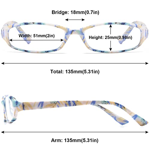 MAGIMODAC Women Reading Glasses Anti Blue Light Blocking Floral Leopard Print Eyeglasses Readers with Spring Hinge Stylish (Light BLue - Image 2