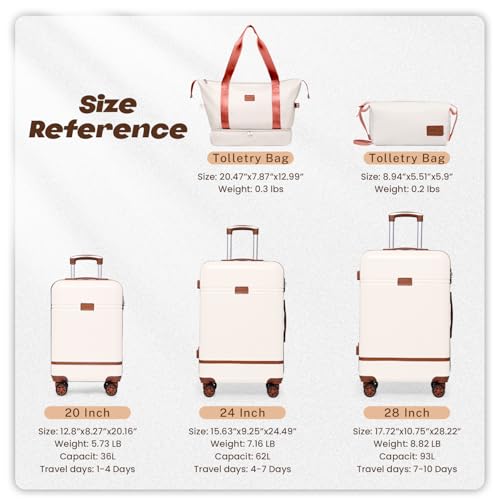 Krute Carry on Luggage for Airplane PC+ABS Luggage with TSA Lock Lightweight Suitcase with Spinner Wheels 20 Inch (WhiteBrown) by Krute - Image 2