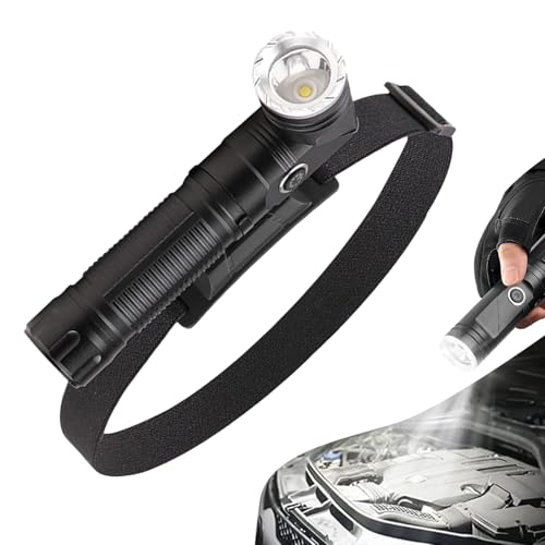 Linterna frontal USB de trabajo nocturno con cinta regulable y foco articulado de 90 grados