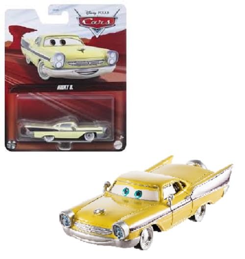 Cars Disney Pixar Metal Car 1:55 Nicky B, Yellow, 3.1496 inches