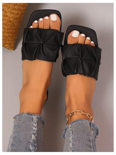 Image of GORGLITTER Women's Summer Cute Flat Sandals Dress Slide Sandals Square Toe Wedding Shoes Vacation Trendy Sandals 2026