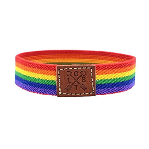 Pulsera Elastica con la Bandera del Orgullo Gay, LGTBI, Bisexual, Lesbianas y transexuales para Hombre o Mujer cómoda para Regalar, Brazalete de la Amistad Detalle en Cuero Cover