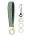 WEESMILE Keychain Wristlet, Stretchy Key Chain for Car Keys with 2 Keyrings and D ring, Cute Wrist Lanyard for Women Men (Pine Green)