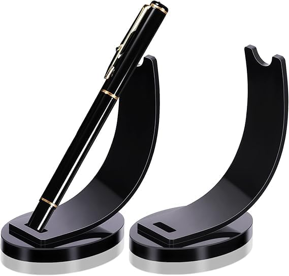 - 2 Pack Pen Display Stand Acrylic Pen Holder Pencil Display Holder Ballpoint Pen Fountain Pen Display Rack for Home School Office Store (‎1.18D x 5W x 1.06H , Black)