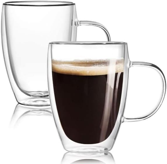 Set of 2 Double Wall Borosilicate Glass Mugs 12oz (360ml) – Insulated, Heat-Resistant, Dishwasher Safe Coffee and Tea Mug Set for Hot & Cold Beverages - Image 5