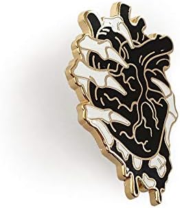 Pinsanity Skeleton Hand Holding Bleeding Black Heart Enamel Lapel Pin image 5