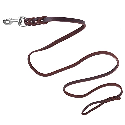 Tissting Leder Hundeleine Verstellbar, Starke Leder Hundeleine für Große Hunde, 2 Meter, Lederleine für Spaziergänge und Training, Haustier Hundetrainingsleine