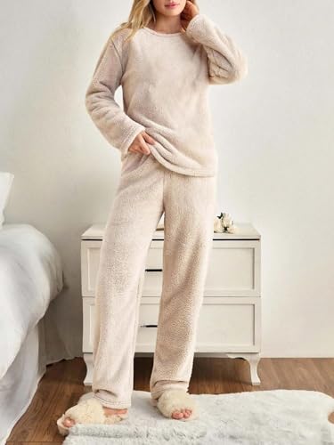 Image of KOTTY Women's Fleece White Winter Cord Set | Cozy Track Suit with Sweatshirt & Pants | Perfect for Airport & Jogging Look