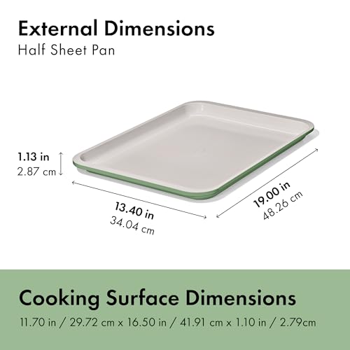 Image of OXO Good Grips Non-Stick Pro Ceramic Coated Metal Bakeware Half Sheet Pan - Basil, Ceramic Non-stick Baking Pans for Oven, Baking Sheet, Cookie Sheets for Oven