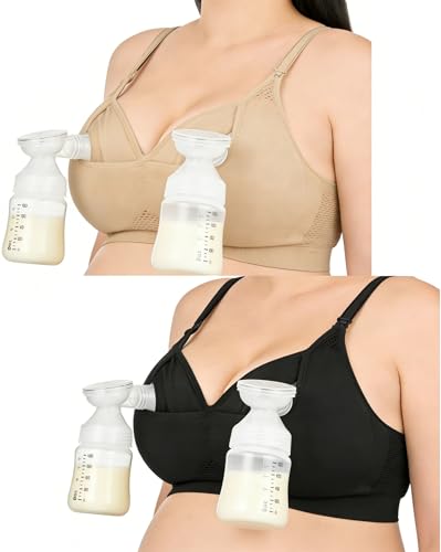 Image of iloveSIA Nursing Bras for Mom Breastfeeding, Seamless Supportive Sleep Bra for Maternity Postpartum S-2XL 3Pack