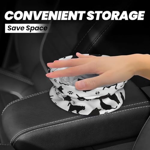 Image of Small Car Trash Can, Cute Black Cat Design Hanging Foldable Car Trash Bag, Waterproof Leakproof Garbage Bin, Car Interior Organizer Accessories