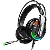 ZIUMIER Gaming Headset Xbox One Headset, PS4 Headset with Noise Canceling Mic and RGB Light, Wired PC Headset with Stereo Surround Sound, Over-Ear Headphones for PC, PS4, Xbox One, Laptop