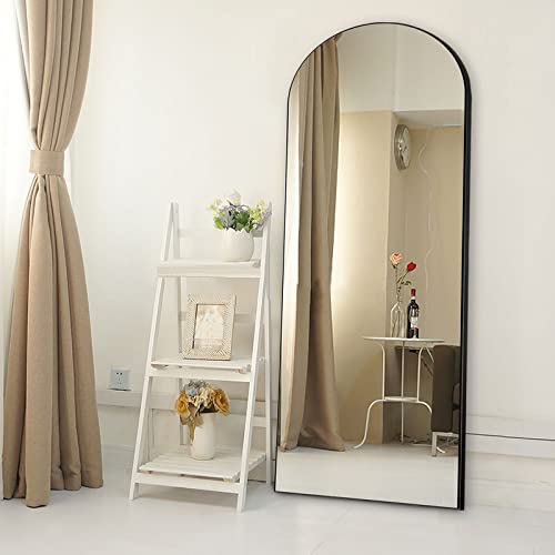 NeuType Arched Full Length Mirror Floor Mirror Wood Frame Modern & Contemporary Full Length Mirror, Wall-Mounted Mirror, Standing Hanging Leaning Against Wall, 65"x22", Black