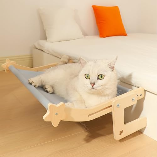 Perchoir de fenêtre en bois robuste pour chat et chien avec housse lavable douce - 5