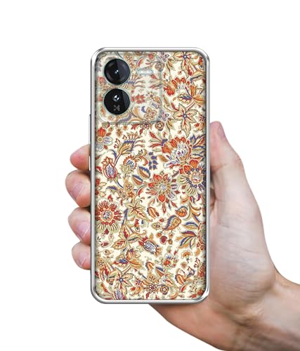 Image of Floral Design Printed Silicon Soft TPU Back Case Cover for iQOO Z9 5G, Multicolour