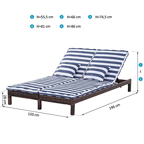 Doppelliege Outsunny Polyrattan für Garten und Terrasse