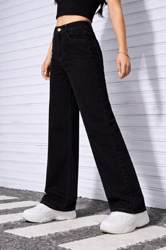 Image of ADBUCKS Stretchable Denim Fabric High Rise Straight Fit Jeans for Girls