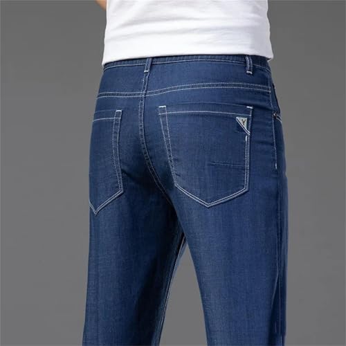 Men's Baggy Jeans Summer Thin Denim Pants Elastic Waist Straight Casual Dark Trousers Plus Size4