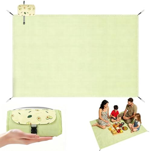 CECOMBINE Mini Picknickdecke 100x150 cm wasserdichte Ultraleichte Tragbare Grasgrüne Picknickdecke mit 4 Heringen Maschinenwaschbare Kleine Outdoor Stranddecke (Grasgrüne 100x150 cm)