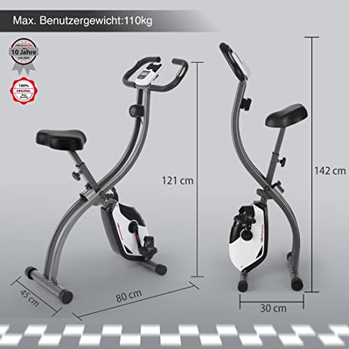 Ultrasport F-Bike Curved Heimtrainer Fahrrad Klappbar I Hometrainer Fahrrad Klappbar mit Komfort-Sattel I Ergometer Heimtrainer, Fitnessbikes, Trimmrad Heimtrainer Klappbar, Schwarz-Silber