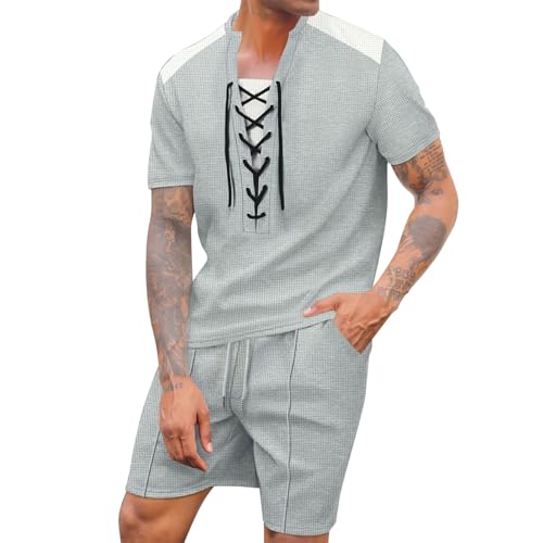 Ensemble homme ensemble de vêtements décontractés respirants avec short et t-shirt col rond XL