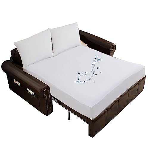 Image of Waterproof Sleeper Sofa Queen Mattress Protector 60x72 for Pull Out Sofa Bed Fitted Sheet Style Matress Cover Up to 8 inch Deep Pocket