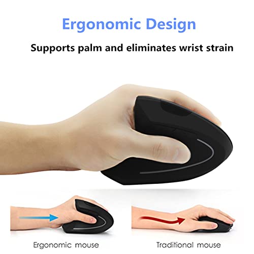 Left-Handed Mouse, Rechargeable 2.4G Wireless Ergonomic Vertical Mice With Usb Receiver, 6 Buttons And 3 Adjustable Dpi 800/1200/1600 For Laptop Computer Pc Desktop (Left Hand) #TOP3