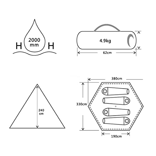 Carpa Familiar Ultralarge Doble Capa Hexagonal Camping miniatura 5