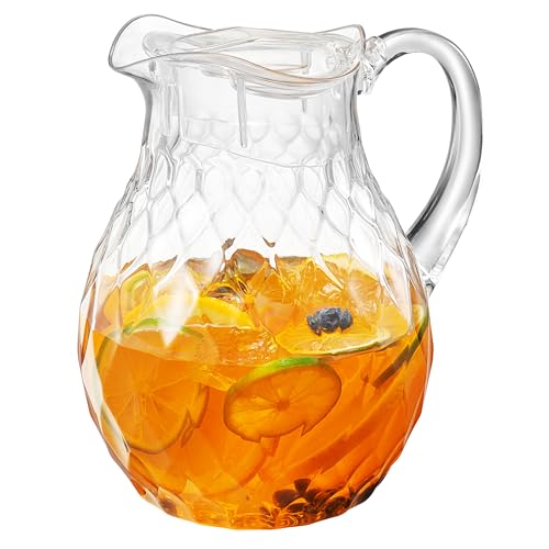 Khen - Wavy - Acrylic Pitcher (66 oz) Clear Plastic Water Pitcher with Lid, Fridge Jug, BPA-Free, Shatter-Proof, Great for Iced Tea, Sangria, Lemonade, Juice, Milk, and More, 750ml, BPA-Free
