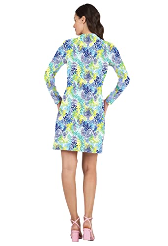 Ibkul Athleisure Wear Sun Protective Upf50+ Icefil Cooling Lessie Print Long Sleeve Mock Neck Dress – 68375 White Multi Lessie Xl #TOP4