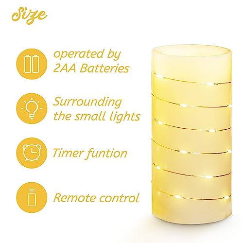 Bemoment Battery Operated Led Candles - Flameless Candles With String Lights And Remote, Flickering Candles With Timer, Table Electric Candle Set Of 2, For Bedroom, Wedding, Home Decor #TOP3