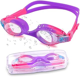 Chengruishun Kids Swimming Goggles for Boys Girls Anti Fog No Leakage UV Protection Childrens Swimming Goggles Kids 6-14 Safe Soft Silicone Adjustable Head Strap Clear Vision