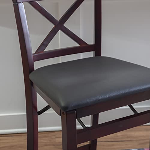 Tabouret pliant marron bois X Back Linon Triena assis d'appoint