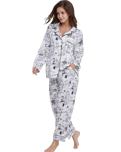 Image of YiNi LuLu Womens Silk Satin Pajamas Set Button Down 2 Piece Pjs Long Sleeve Oversized Sleepwear with Pockets
