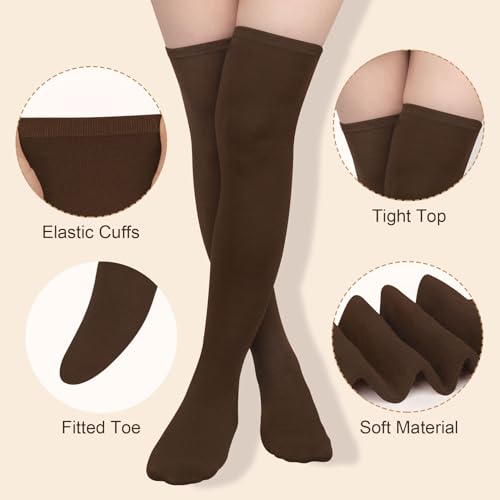 Image of Chalier Womens Thigh High Socks, Thigh Socks Stockings for Women | Soft Mild Blended, Slim Light Fabric, Elastic Cuff, Long Tube, Hug Leg Curves, Four Season Outfits, Casual Daily Footwear